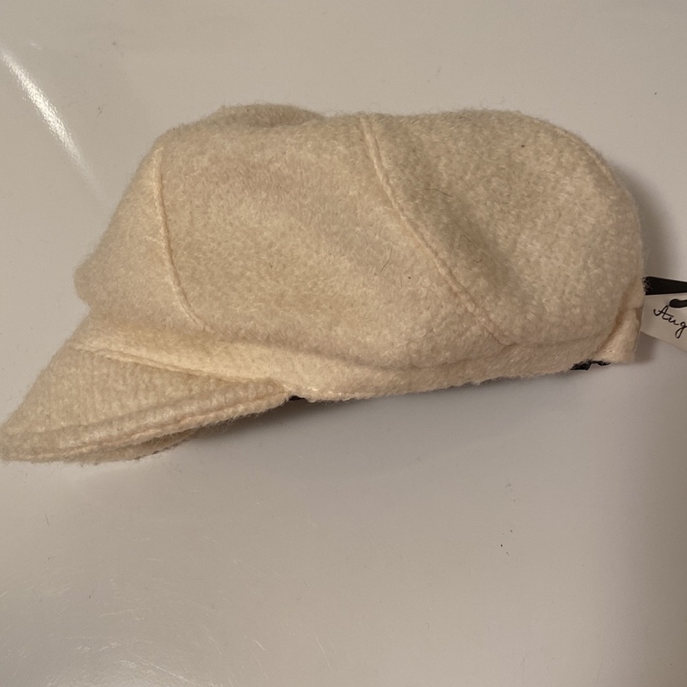 August Hat Company wool blend winter white Boucle Modcap Newsboy Cap